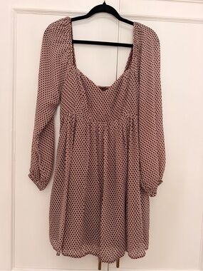 Abercrombie & Fitch Rose-Print Long Sleeve Square-Neck Dress